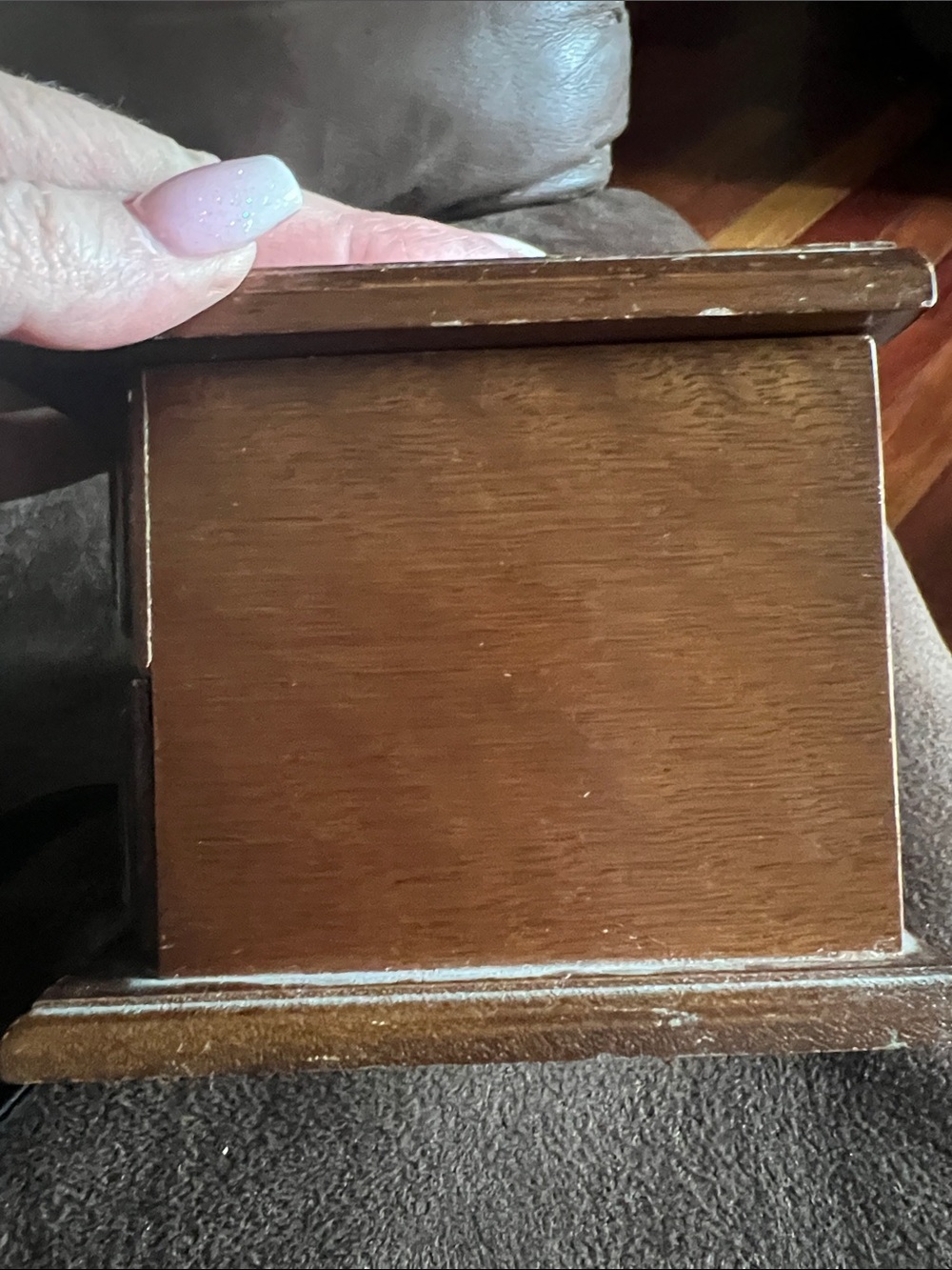 Vintage 1970s Wood Tile Top Jewelry Box - Holly Hobbie Style - filled ๐ - Picture 5 of 8